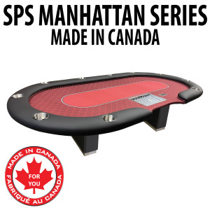 Poker Table SPS Manhattan Dealer - Red Crown Cloth  With Lockable Dealer Tray