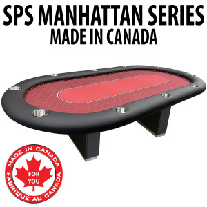 Poker Table SPS Manhattan Full Rail - Red Crown Cloth