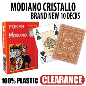 100% Plastic Modiano Cristallo Poker Wide 4 PIP Jumbo Index - 10 DECK ORANGE