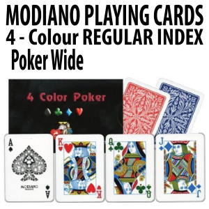 Modiano Playing Cards 4 Colour Poker Wide Regular Index 100% Plastic