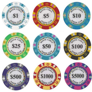 Monte Carlo Poker Chips : 14g Chips : Sold by the roll