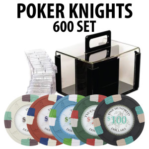 Poker Knights 600 Poker Chip Set W/ Acrylic Carrier and Racks