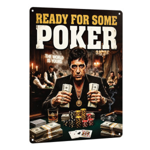 Ready for Some Poker Aluminum Sign 40 x 30 cm | Casino Poker Room Wall Decor