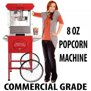 8oz Popcorn machine with cart : 5 Feet RED