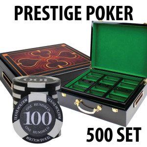 Prestige Poker Chips 500 Chip Set with Hi Gloss Wood Case