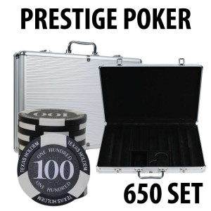 Prestige Poker Chips 650 Chip Set with Aluminum Case