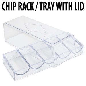 100 capacity : Casino Poker Chip Acrylic Chip Tray W/Lid : Holds 100 chips