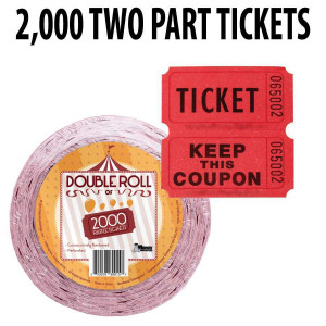Raffle Tickets 2000 ct Double Roll Tickets - Red