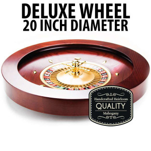 Deluxe Wooden Roulette Wheel - 20 inch Mahogany Stain