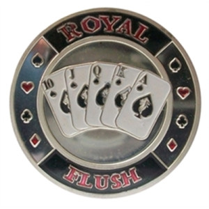 Poker Protector Card Guard Cover in Capsule :  Royal Flush Silver