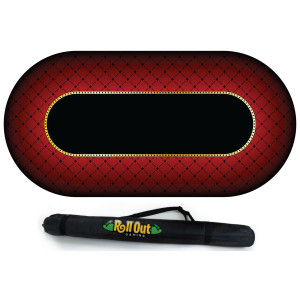 8-Player Texas Hold'em Poker Table Top Roll Out Mat Portable Poker Table  - Red