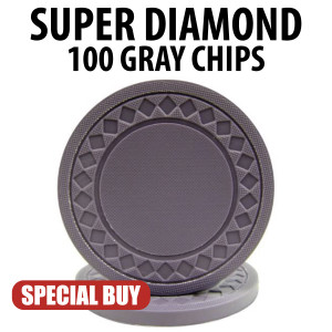 Super Diamond 8.5 Gram Poker Chips 100 GRAY Chips CLEARANCE