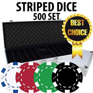 Striped Dice Poker Chips 500 chips W/ Alum case