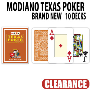 100% Plastic Modiano Texas Holdem Poker Wide Jumbo Index - 10 DECK BROWN