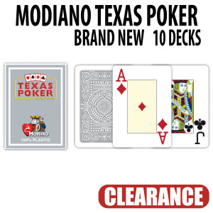 100% Plastic Modiano Texas Holdem Poker Wide Jumbo Index - 10 DECK GRAY