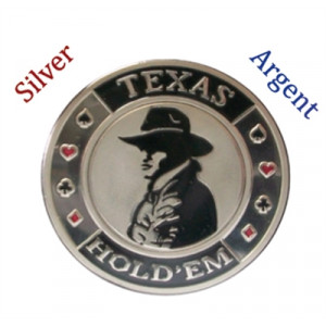 Poker Protector Card Guard Cover in Capsule :  Texas Holdem Cowboy Silver