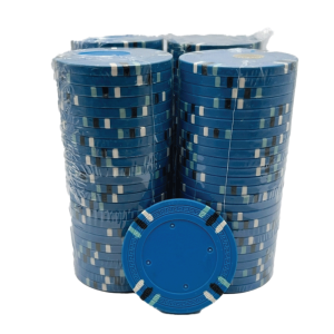 12 Stripe Non-Denominated 13.5g Poker Chips, 100-pack LIGHT BLUE CLEARANCE