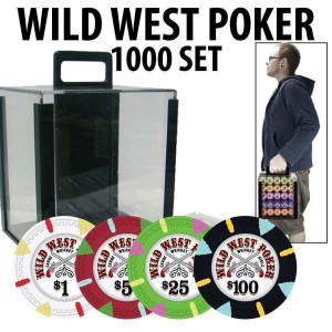 Wild West 1000 Poker Chips W/ Acrylic Carrier and racks