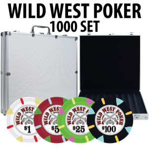Wild West 1000 Piece Poker Chip Set W/ Aluminum Case