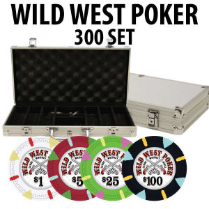 Wild West 300 Poker Chips W/ Aluminum Case