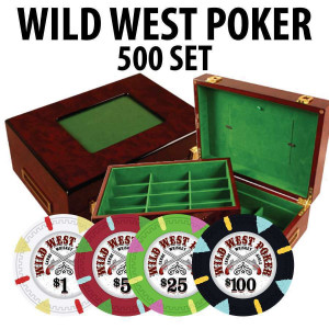 Wild West 500 Poker Chips W/ Customizable Wood case