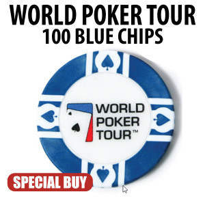 WPT World Poker Tour 11.5 Gram Poker Chips 100 BLUE Chips CLEARANCE