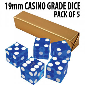 New Blue 19mm Grade A Precision Dice w/Matching Serial #s PACK OF 5