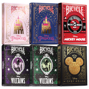 Bicycle Playing Cards 6 Deck Disney Collector's Bundle – Black and Gold Mickey Mouse | Classic Mickey Mouse | Princess Pink | Princess Navy | Villains Green | Villains Purple