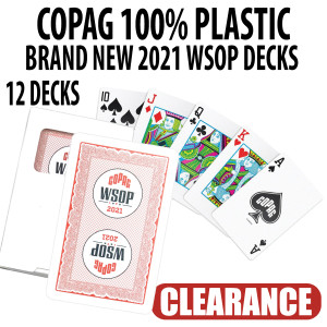 12 Pack Copag WSOP 2021 100% Plastic Playing Cards - Narrow Size (Bridge) Regular Index Red Decks