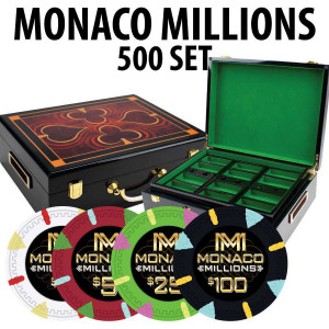 Monaco Millions 500 Poker Chip Set with Hi Gloss Wood case