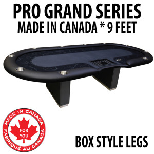 Poker Table 9 foot SPS Pro Grand Black Dealer With Box Style Legs