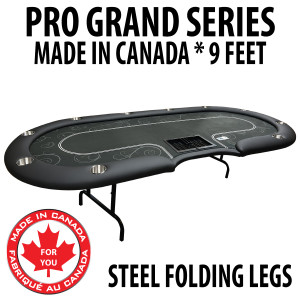 Poker Table 9 foot SPS Pro Grand Black Dealer With Steel Folding Legs