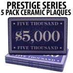 Prestige Series Ceramic Poker Chip Plaques $5000  Pack of 5 