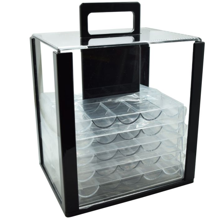 1000 capacity Acrylic Carrier:  Casino Poker Chip carrier case with chip trays 