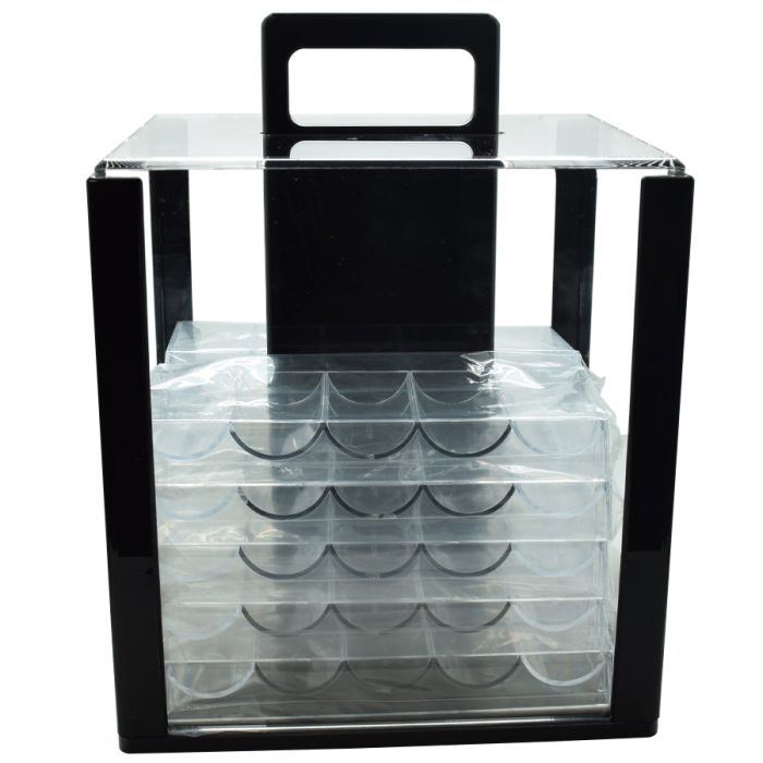 1000 capacity Acrylic Carrier:  Casino Poker Chip carrier case with chip trays 