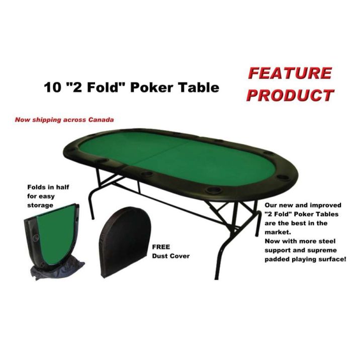 2 Fold Series 10 Player Folding Poker Table GREEN