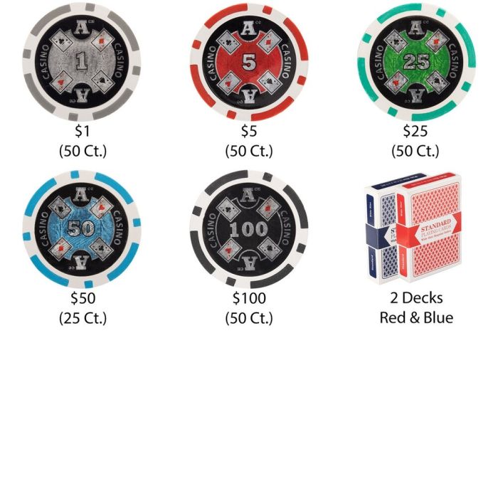 200 Ct Ace Casino 14g Poker Chip Set with Wood Carousel & Cards