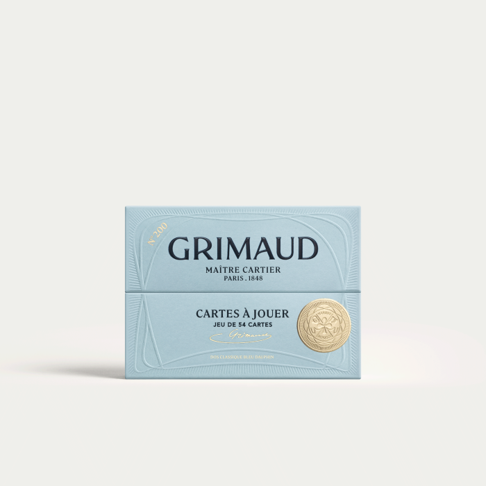 Grimaud Playing Cards  Pack°200 : 1 Deck of 54 cards, designed for bridge and poker, with dolphin blue card back