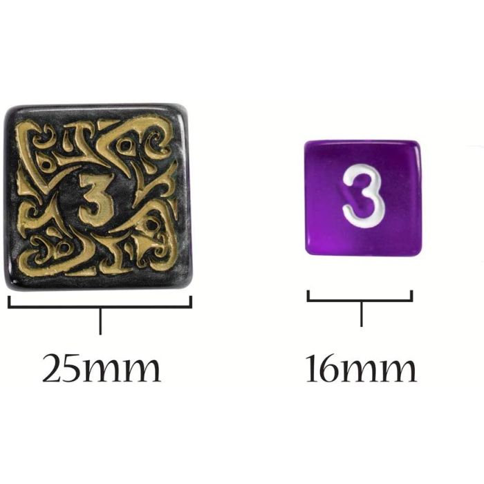 Wiz Dice : Nyx Titan Dice Jumbo Giant Engraved 25mm Polyhedral Dice Set | Engraved Wood Box | Includes 7 Polyhedrals