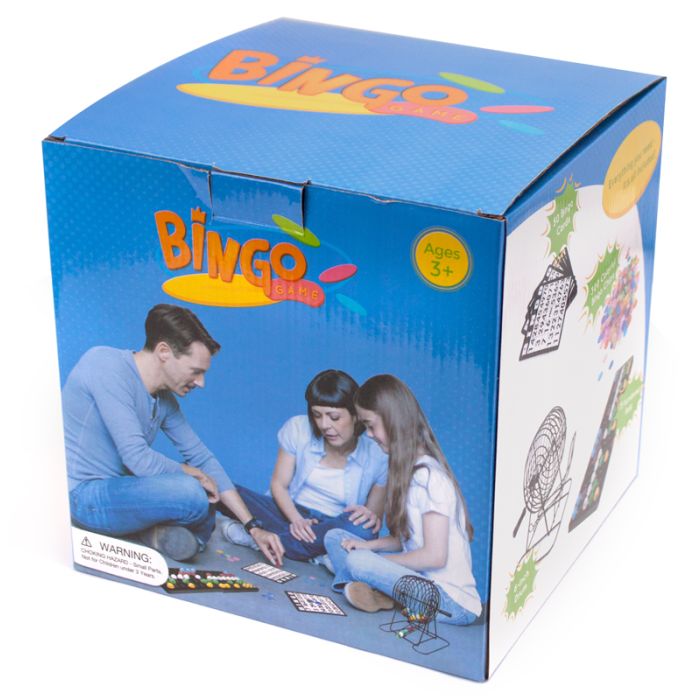 Bingo Game Set Deluxe 6-Inch Bingo Game with Colored Balls, 300 Bingo Chips and 50 Bingo Cards