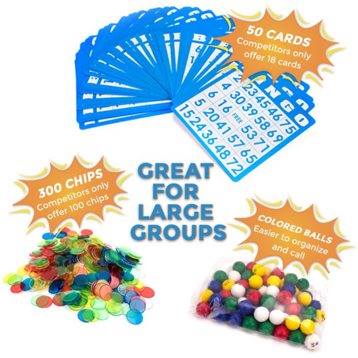 REFURBISHED - Bingo Game Set Deluxe 6-Inch Bingo Game with Colored Balls, 300 Bingo Chips and 50 Bingo Cards