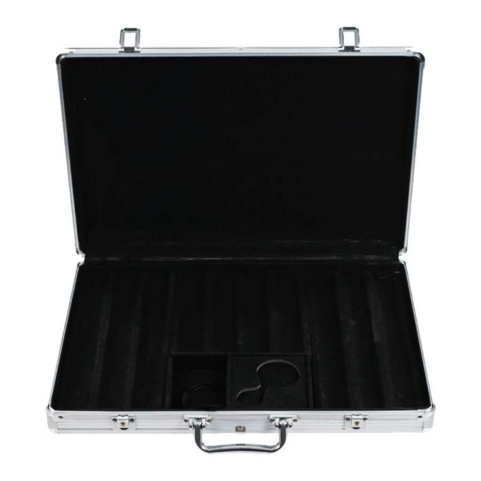 650 capacity : Aluminum Casino Poker Chip Case with grooved Wood Interior