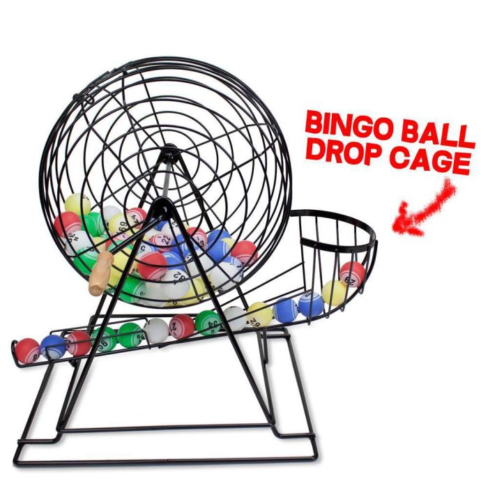 Professional Bingo Set with 19" Cage, 1.5" Balls and Heavy Wooden ball holder