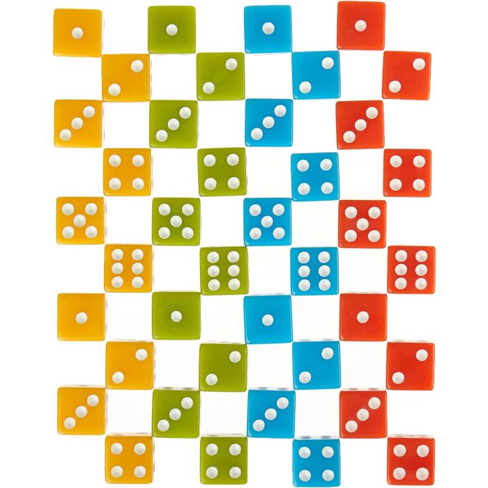 Farkle Family Dice Game Bonus Kit with 4 Stylish Multi-Coloured Dice Cups and 40 Matching Vibrant Coloured Bulk Dice