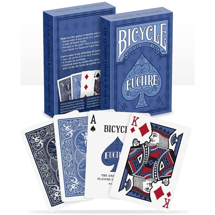 Bicycle Playing Cards EUCHRE Plastic Coated Cards 1 Pack 2 Euchre Decks Black & Blue