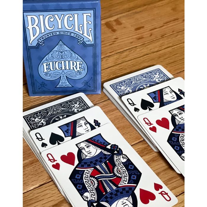 Bicycle Playing Cards EUCHRE Plastic Coated Cards 1 Pack 2 Euchre Decks Black & Blue