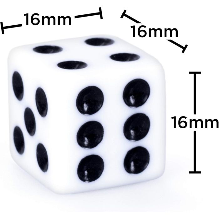 PACK OF 100 Bulk Casino 16mm Dice  Black & White