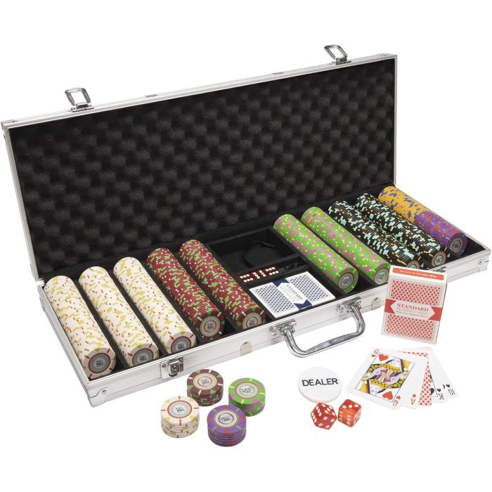 The Mint 500 Count Poker Chip Set – 13.5g Clay Composite Chips with Aluminum Case