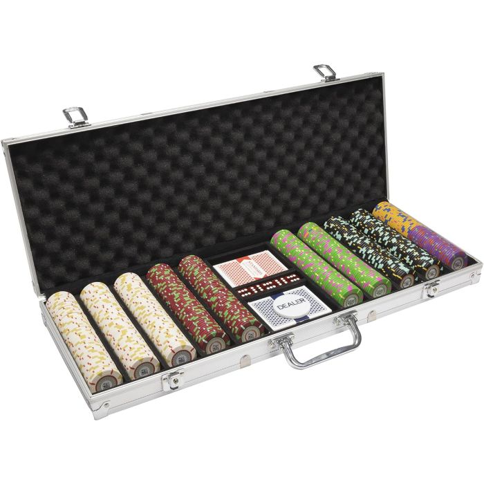 The Mint 500 Count Poker Chip Set – 13.5g Clay Composite Chips with Aluminum Case