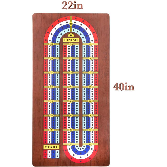 Tabletop Cribbage - Giant 4 Track Board Game Set with Carry Case, Pawns, Playing Cards Included - Classic Retro Boardgames & Toys for Kids, Family, Adults & Seniors - 2-4 Players